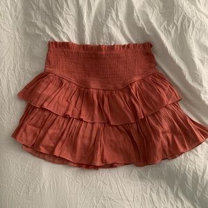 Rust Orange Tiered Ruffle Mini Skirt